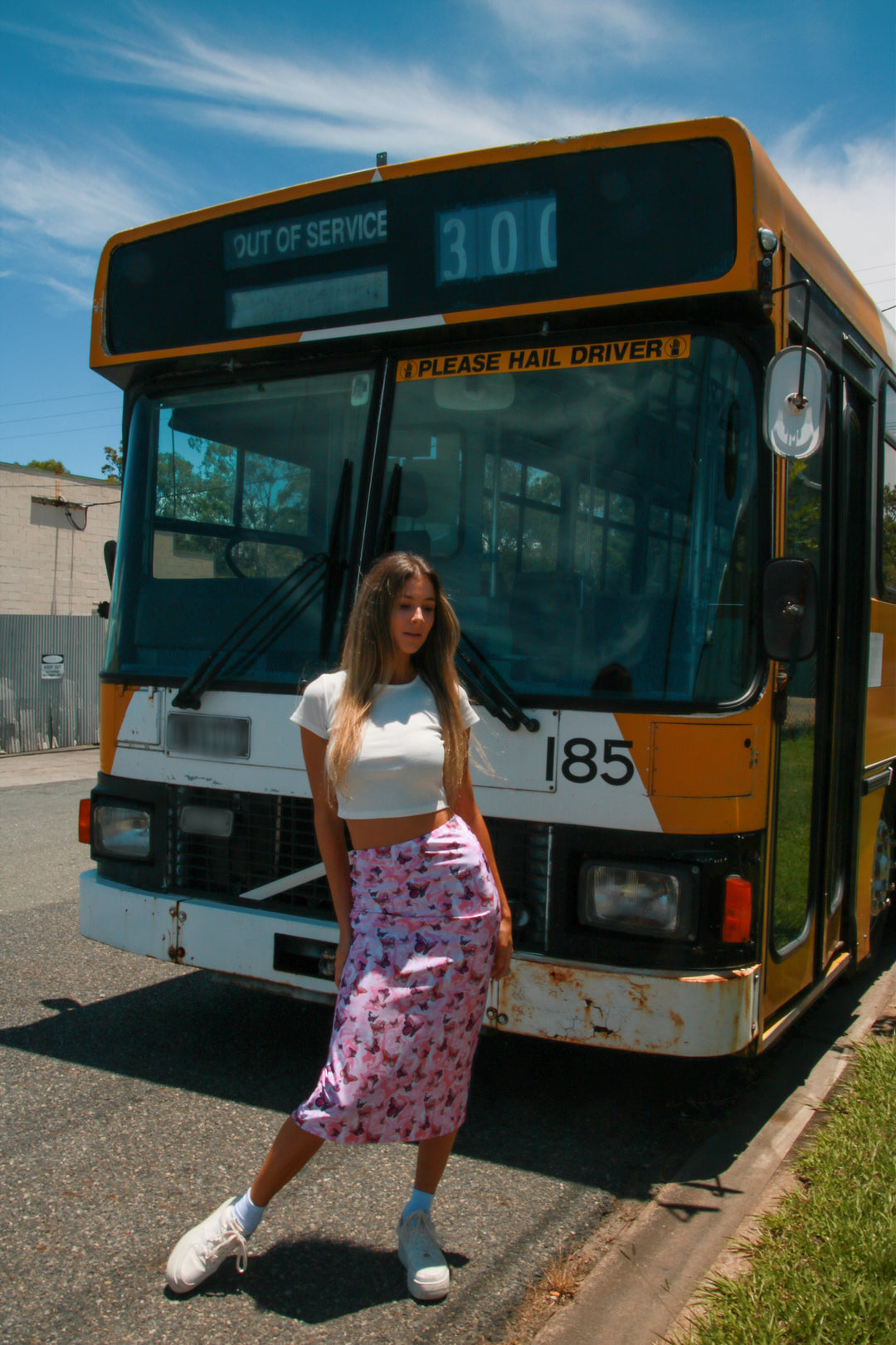 Bus Picture Midi Skirt